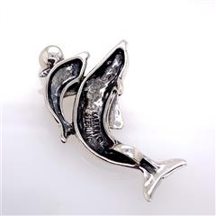 Kabana Pearl Dolphins Sterling Silver Pendant
